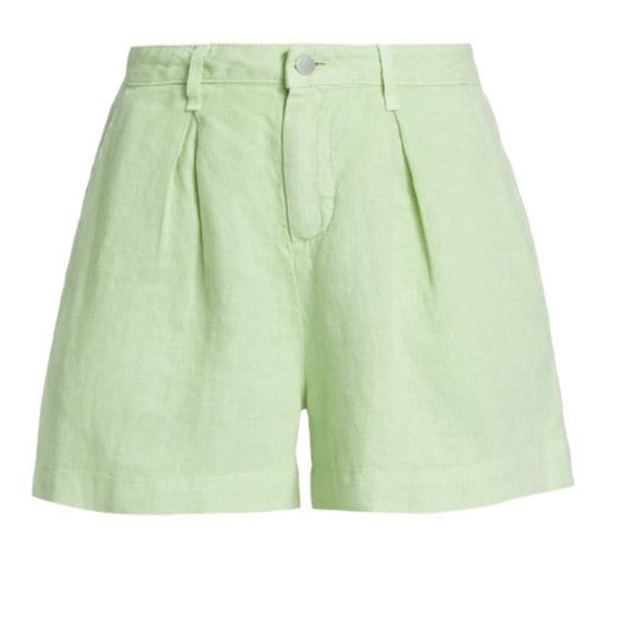 NWT L’AGENCE 100% linen Green Pleaded Shorts. Size 24 - Picture 6 of 8